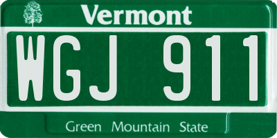 VT license plate WGJ911