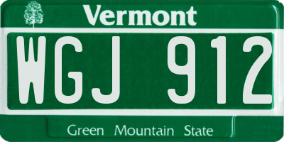 VT license plate WGJ912