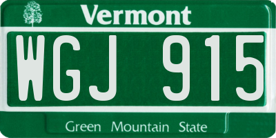 VT license plate WGJ915