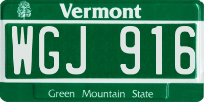 VT license plate WGJ916