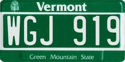 VT license plate WGJ919