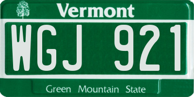 VT license plate WGJ921