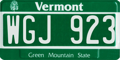 VT license plate WGJ923