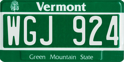 VT license plate WGJ924