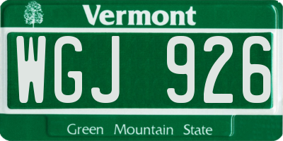 VT license plate WGJ926