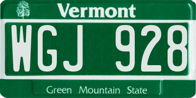 VT license plate WGJ928