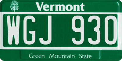 VT license plate WGJ930