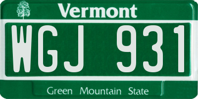 VT license plate WGJ931