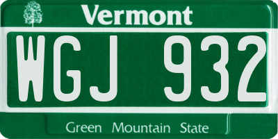 VT license plate WGJ932