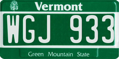 VT license plate WGJ933