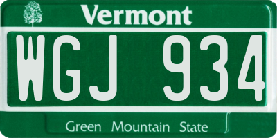 VT license plate WGJ934