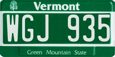 VT license plate WGJ935