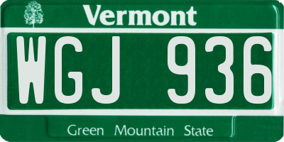 VT license plate WGJ936