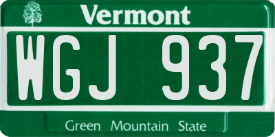 VT license plate WGJ937