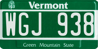 VT license plate WGJ938