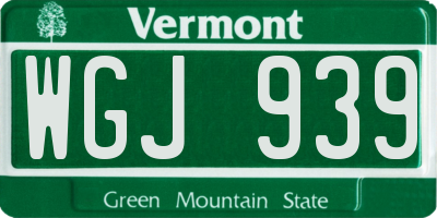 VT license plate WGJ939