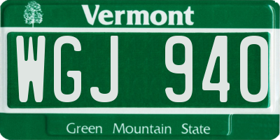 VT license plate WGJ940