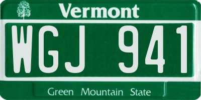 VT license plate WGJ941
