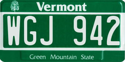 VT license plate WGJ942