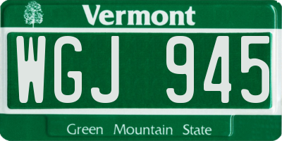 VT license plate WGJ945