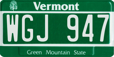 VT license plate WGJ947