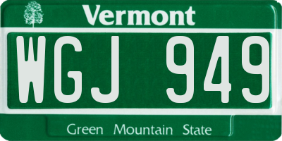 VT license plate WGJ949