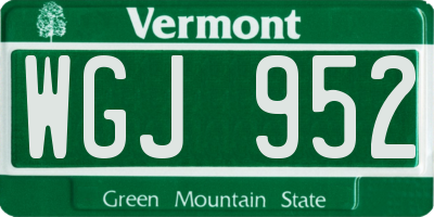 VT license plate WGJ952