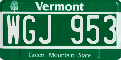 VT license plate WGJ953