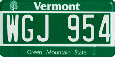 VT license plate WGJ954