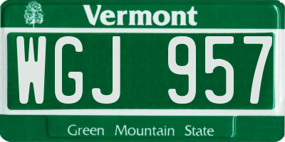 VT license plate WGJ957