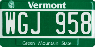 VT license plate WGJ958