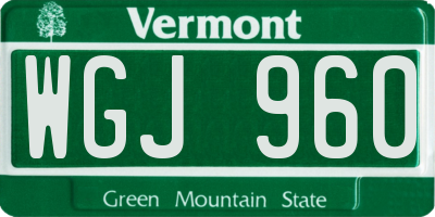 VT license plate WGJ960