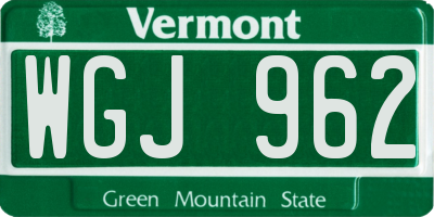 VT license plate WGJ962