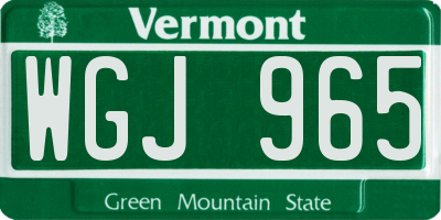 VT license plate WGJ965