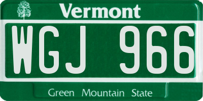 VT license plate WGJ966
