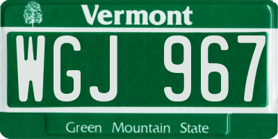 VT license plate WGJ967