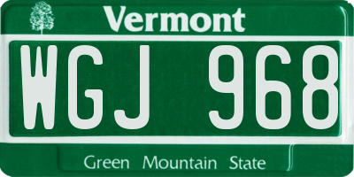 VT license plate WGJ968