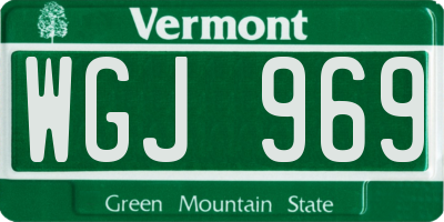 VT license plate WGJ969