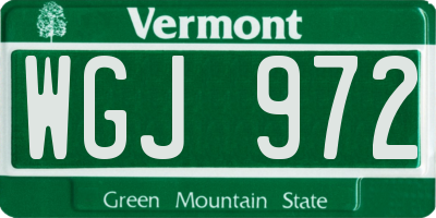 VT license plate WGJ972