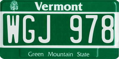 VT license plate WGJ978