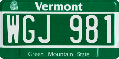VT license plate WGJ981