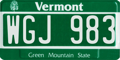 VT license plate WGJ983