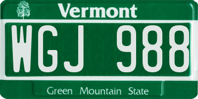 VT license plate WGJ988
