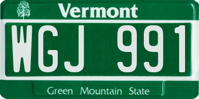 VT license plate WGJ991