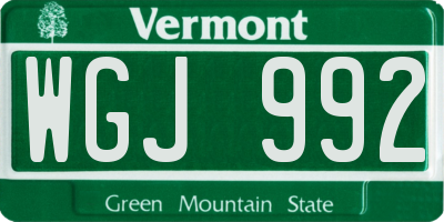 VT license plate WGJ992