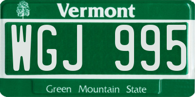 VT license plate WGJ995