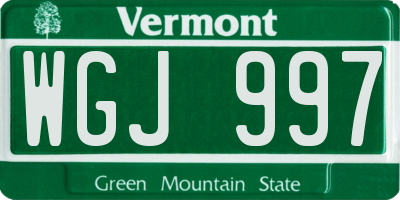 VT license plate WGJ997