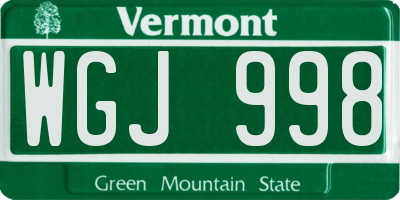 VT license plate WGJ998