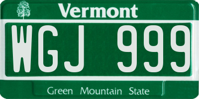 VT license plate WGJ999