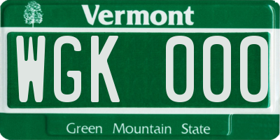 VT license plate WGK000